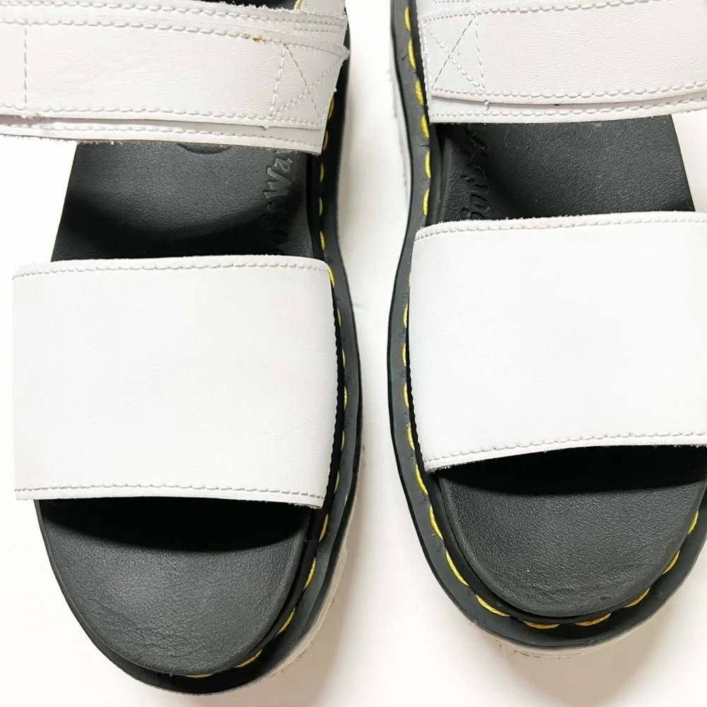 Dr Martens Womens White Voss Leather Strap Platform Sandal Size US 8